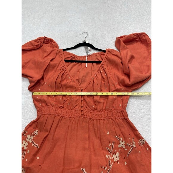 Anthropologie Coral Red Embroidered Maxi Dress - Picture 8 of 16